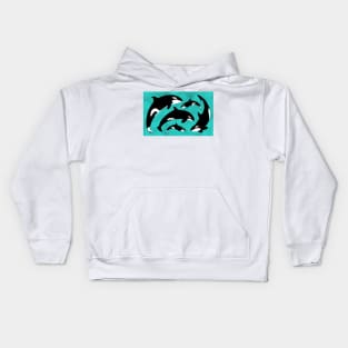 Orca pod - blue background Kids Hoodie